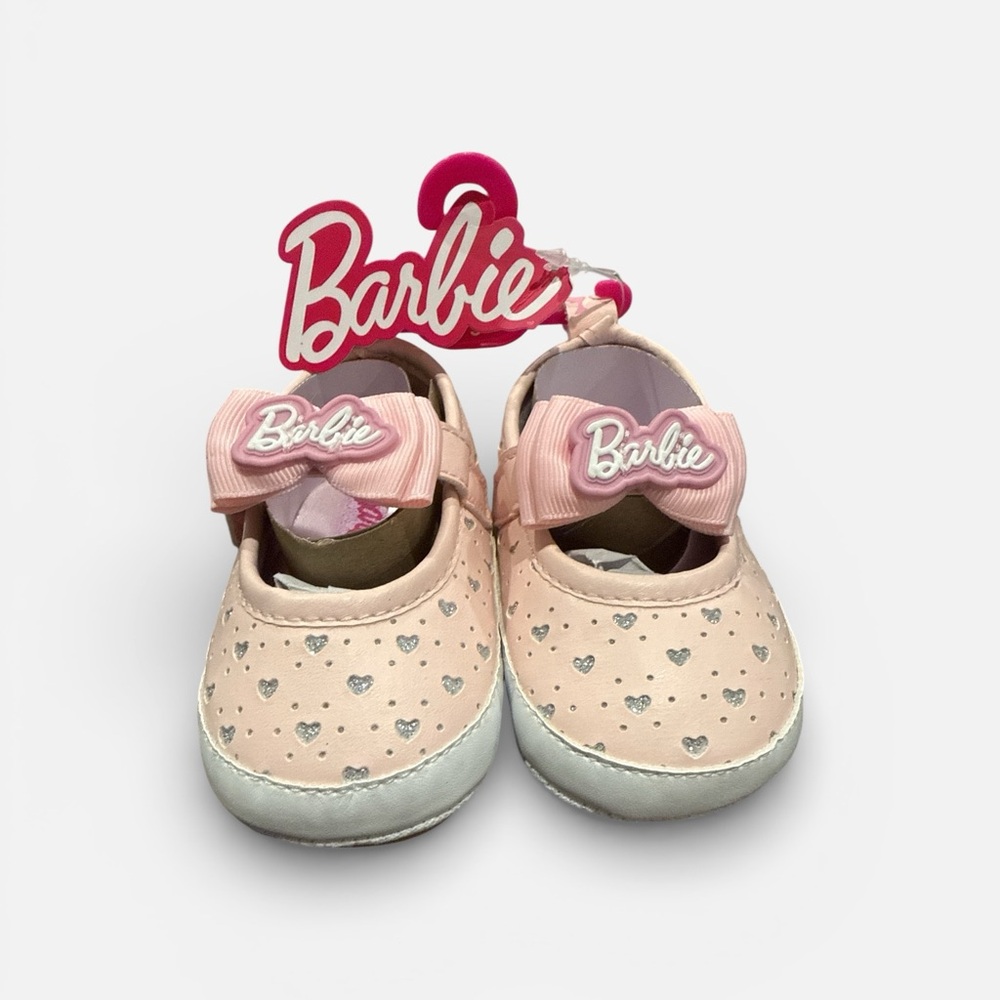 Mattel Barbie Pink and Silver Heart Dress Shoes